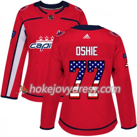 Dámské Hokejový Dres Washington Capitals T.J. Oshie 77 2017-2018 USA Flag Fashion Černá Adidas Authentic